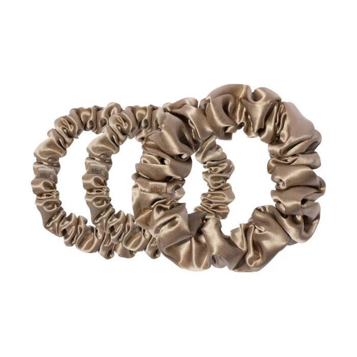 SLIP Back to Basics - Light Brown Pure Silk Scrunchie Set 3 pieces - Image 2